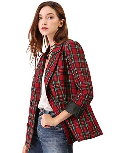 Allegra K Women's Notched Lapel Double Breasted Work Formal Blazer Jacket - Xpressa