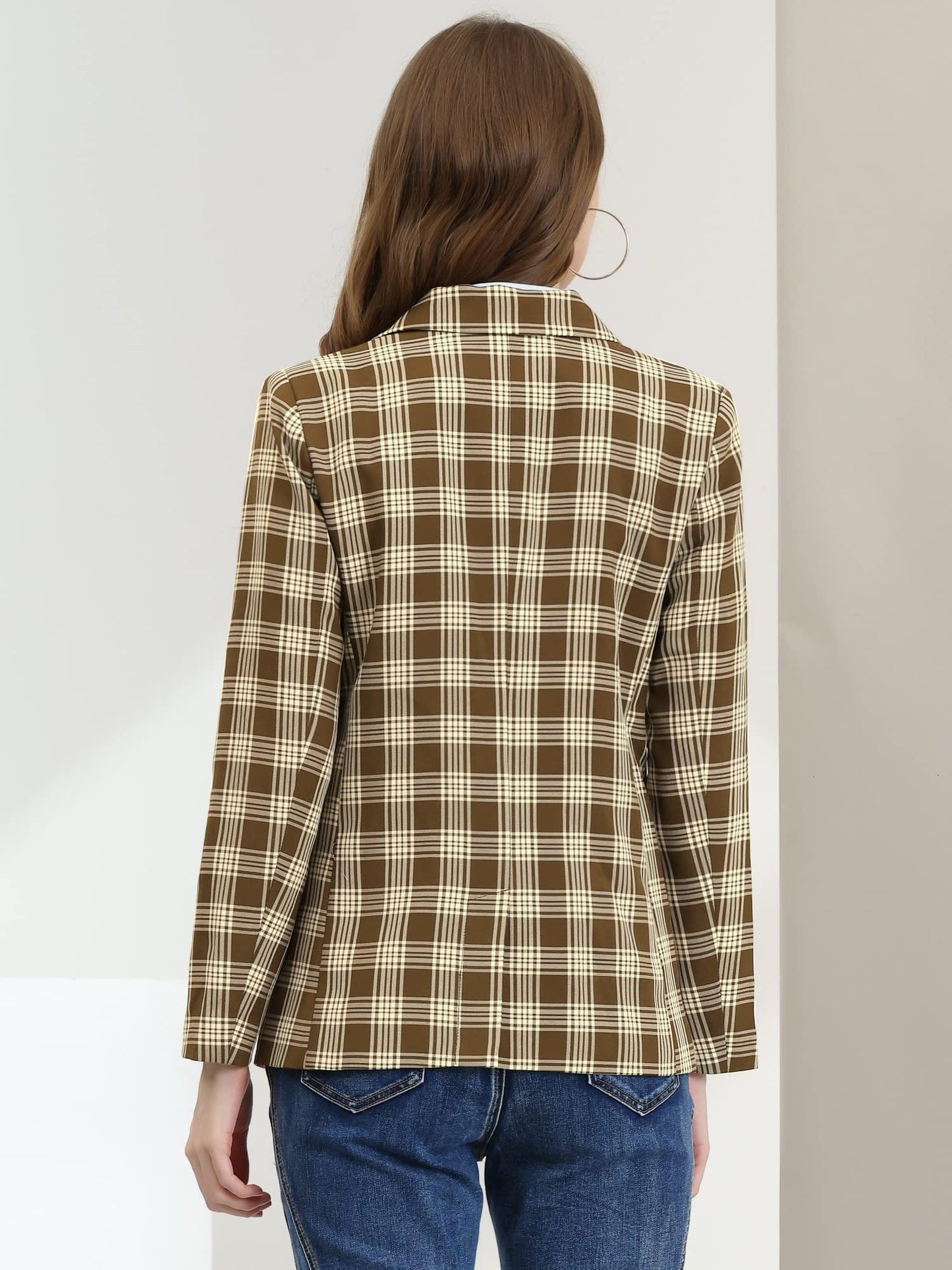 Allegra K Women's Notched Lapel Double Breasted Work Formal Blazer Jacket - Xpressa
