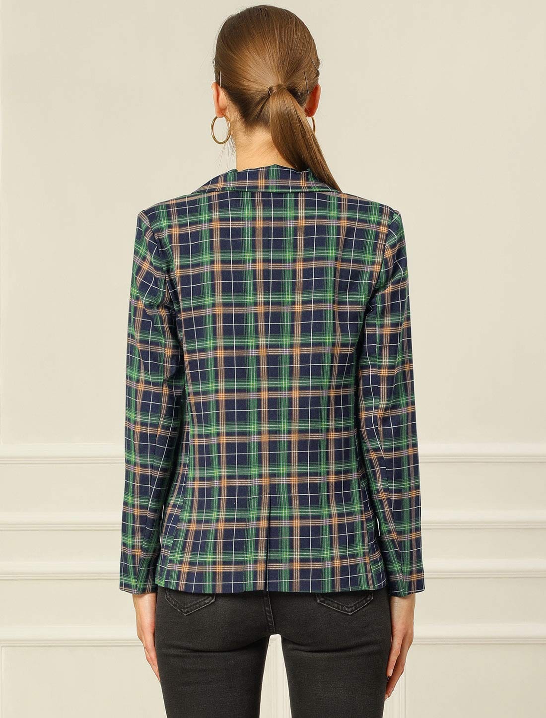 Allegra K Women's Notched Lapel Double Breasted Work Formal Blazer Jacket - Xpressa