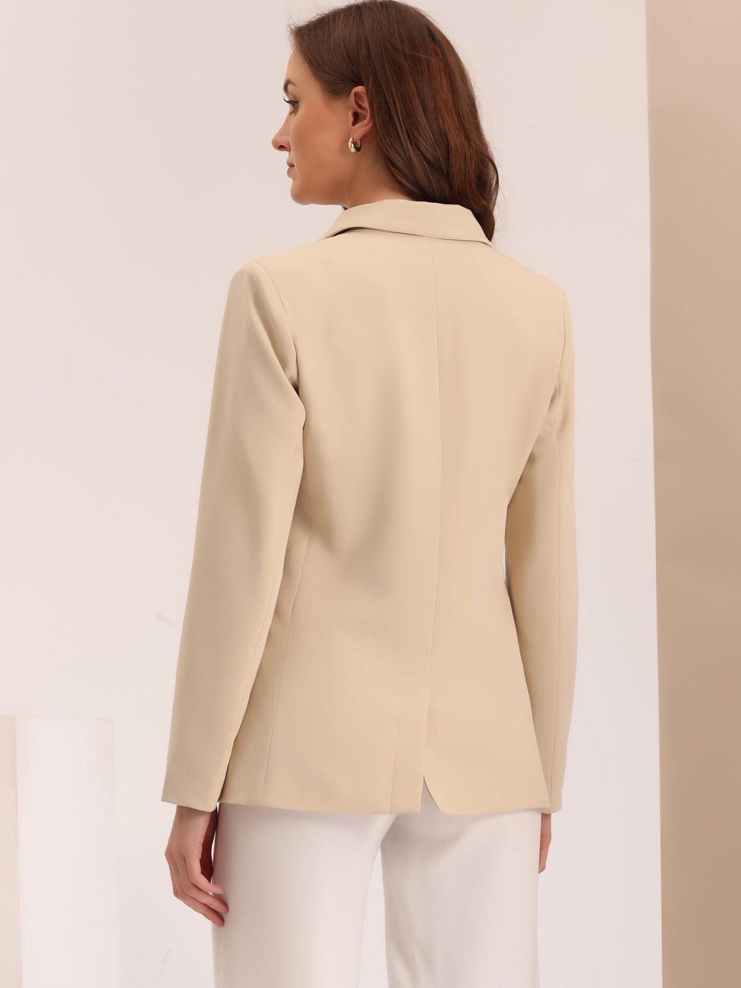 Allegra K Women's Notched Lapel Double Breasted Work Formal Blazer Jacket - Xpressa