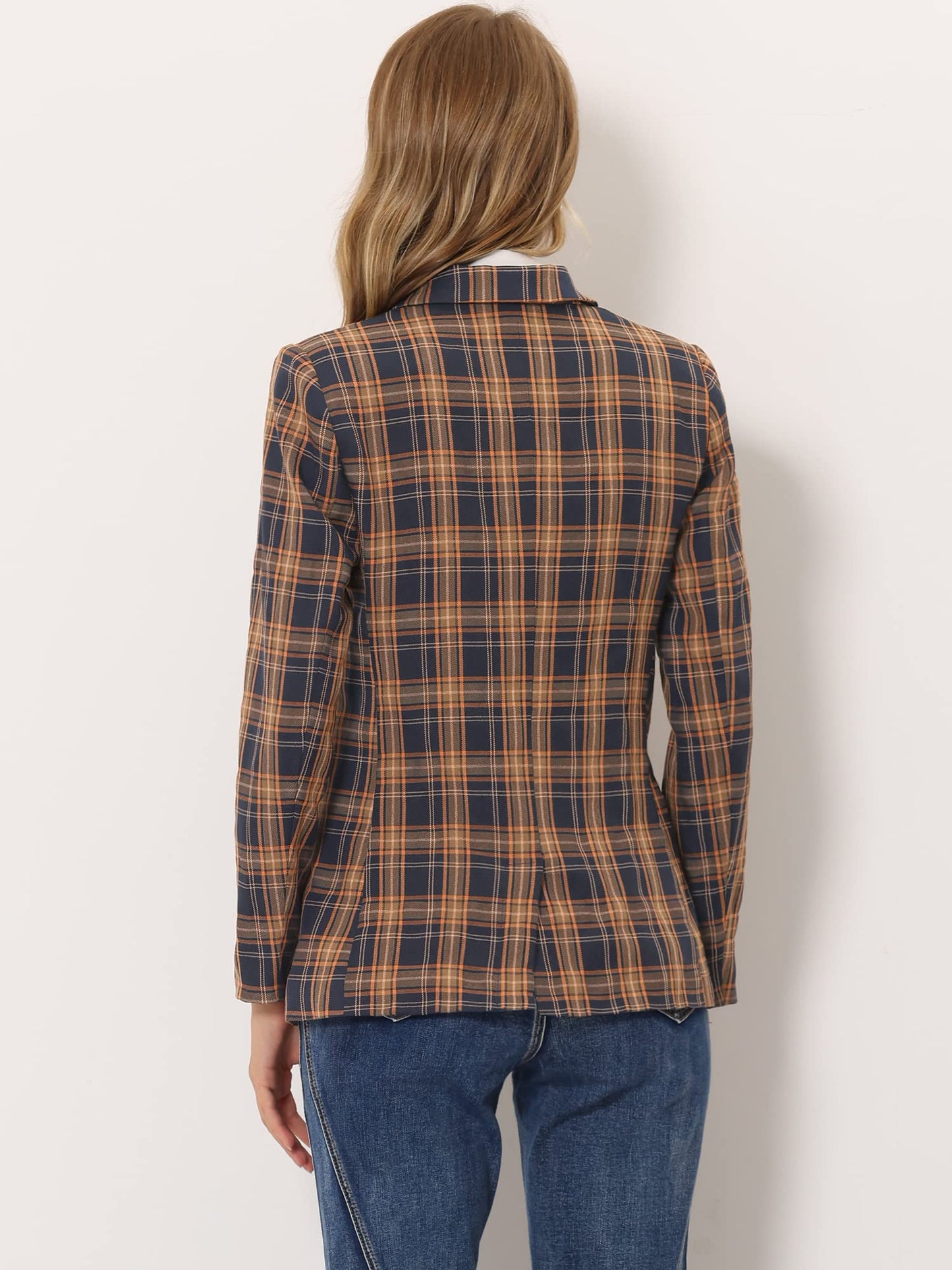 Allegra K Women's Notched Lapel Double Breasted Work Formal Blazer Jacket - Xpressa