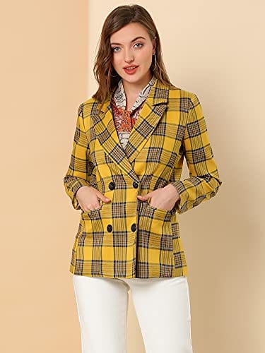 Allegra K Women's Notched Lapel Double Breasted Work Formal Blazer Jacket - Xpressa