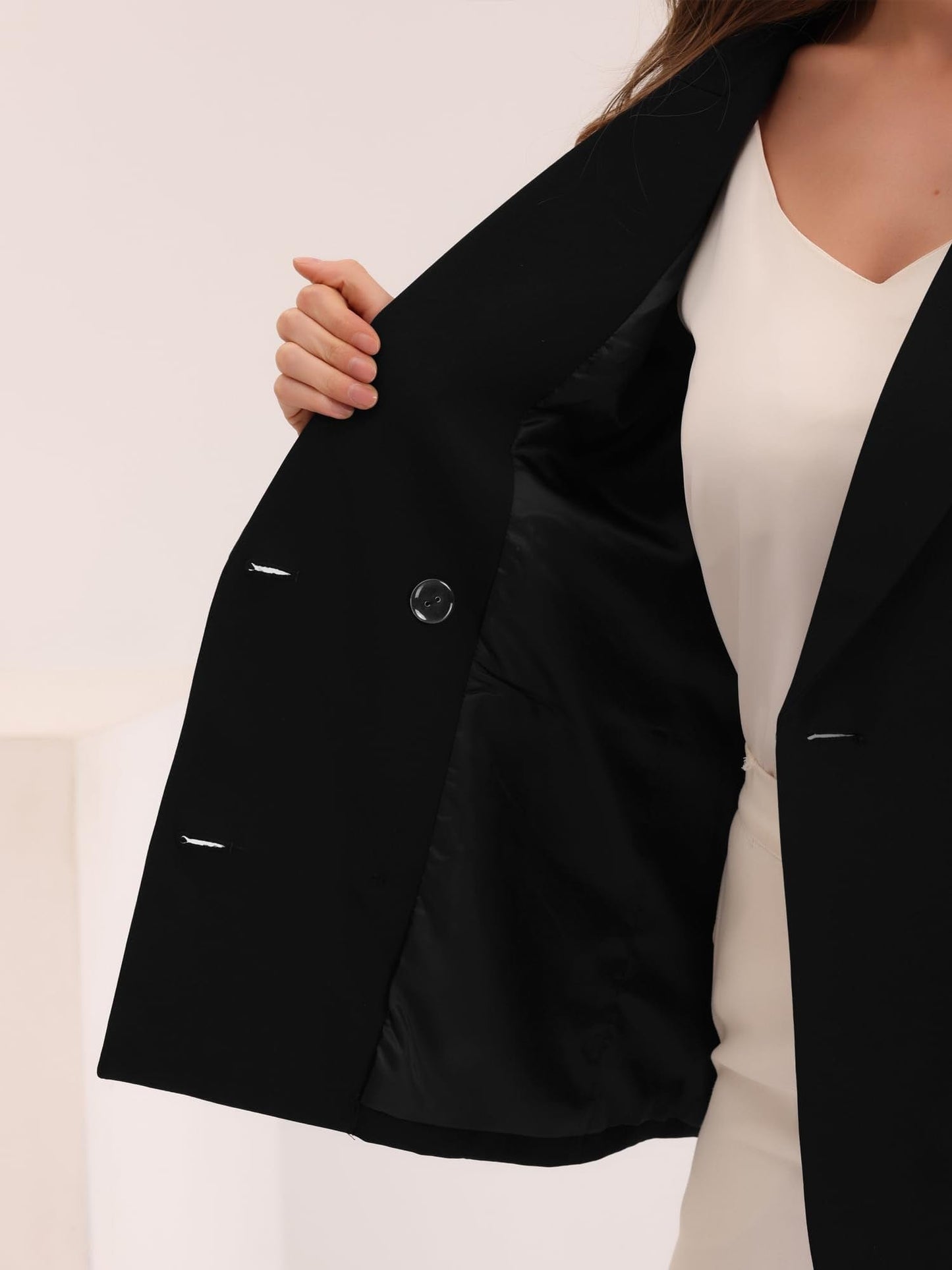 Allegra K Women's Notched Lapel Double Breasted Work Formal Blazer Jacket - Xpressa