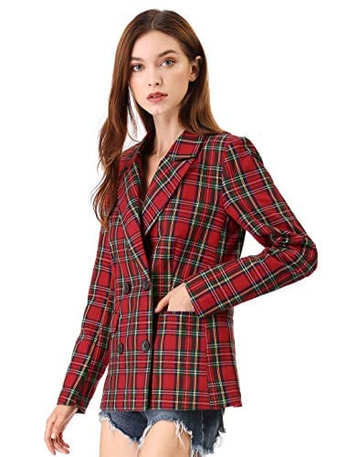 Allegra K Women's Notched Lapel Double Breasted Work Formal Blazer Jacket - Xpressa