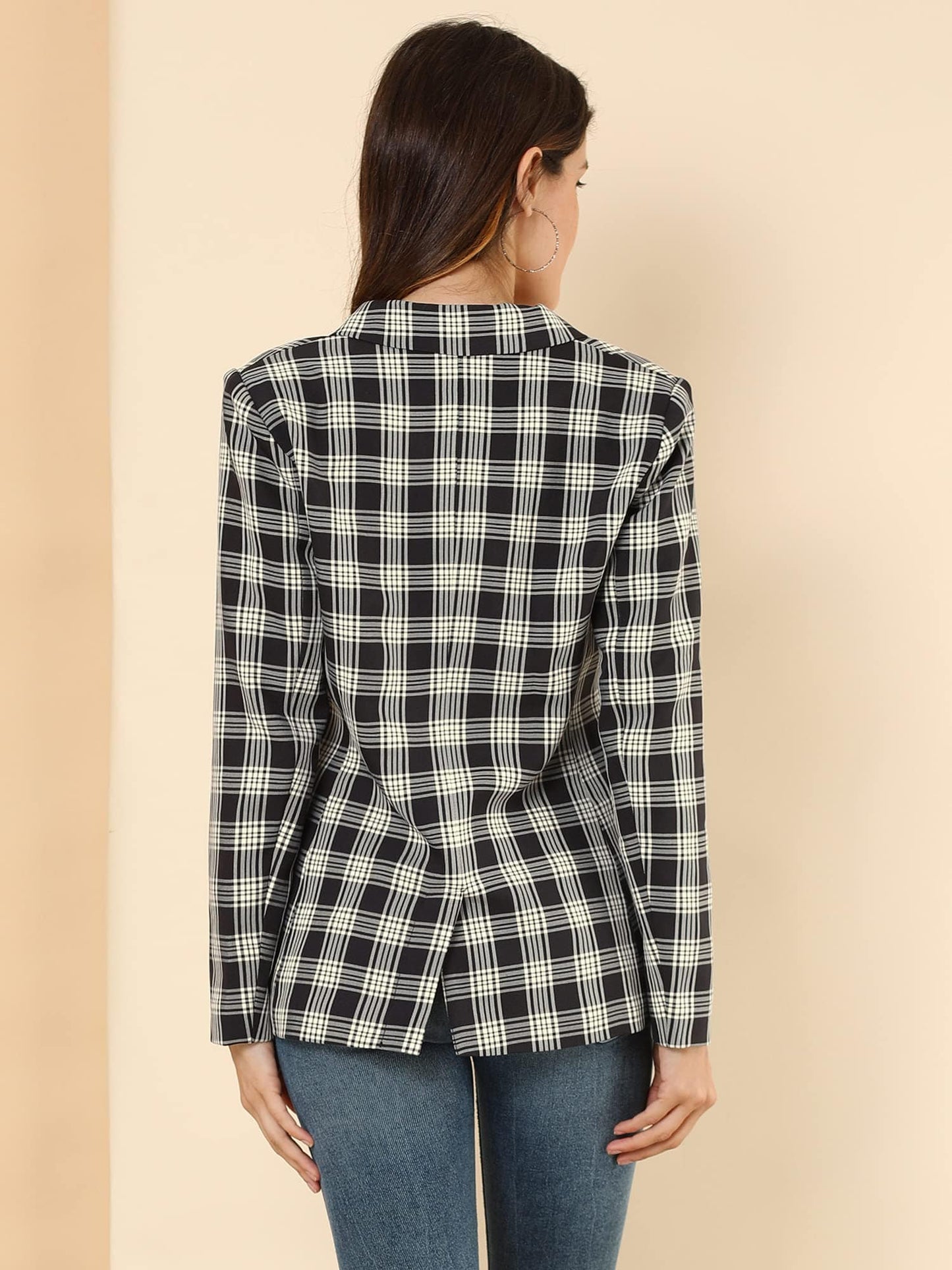 Allegra K Women's Notched Lapel Double Breasted Work Formal Blazer Jacket - Xpressa
