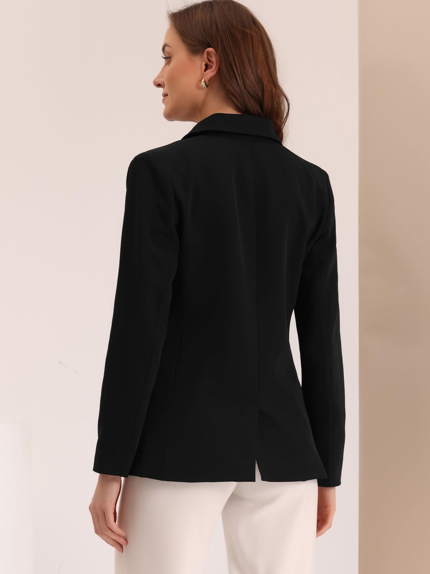 Allegra K Women's Notched Lapel Double Breasted Work Formal Blazer Jacket - Xpressa