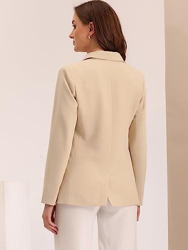 Allegra K Women's Notched Lapel Double Breasted Work Formal Blazer Jacket - Xpressa