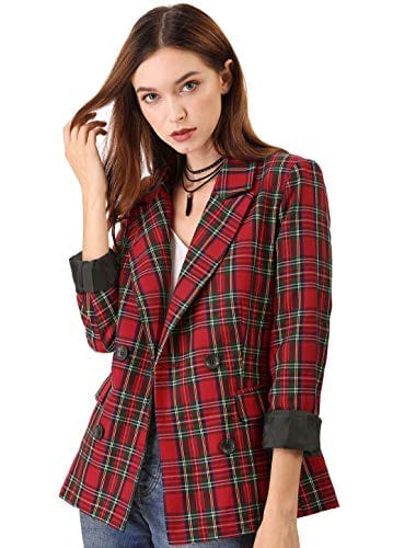 Allegra K Women's Notched Lapel Double Breasted Work Formal Blazer Jacket - Xpressa