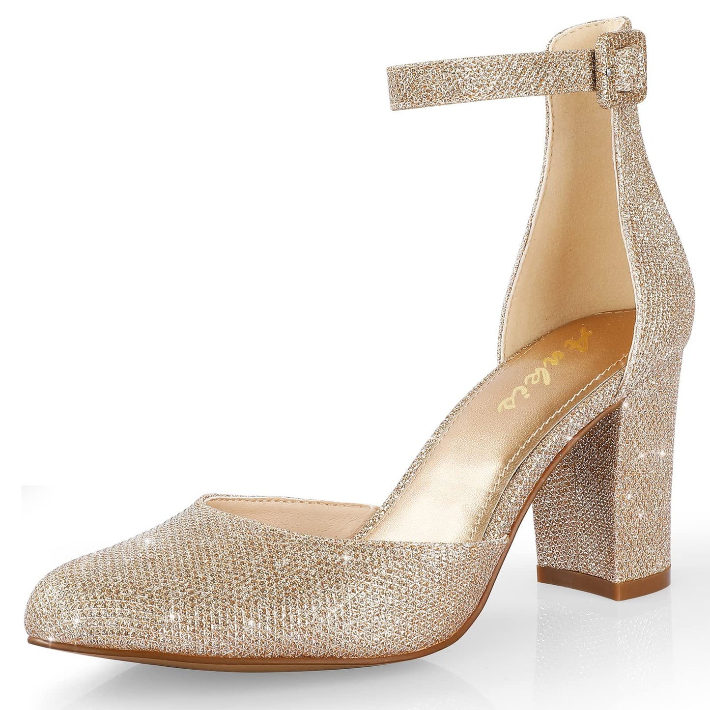 Ankis Closed Toe Heels for Women - Black Nude White Silver Gold Womens Heels Closed Round Toe Chunky Block Pumps Shoes, 3 Inch - Xpressa
