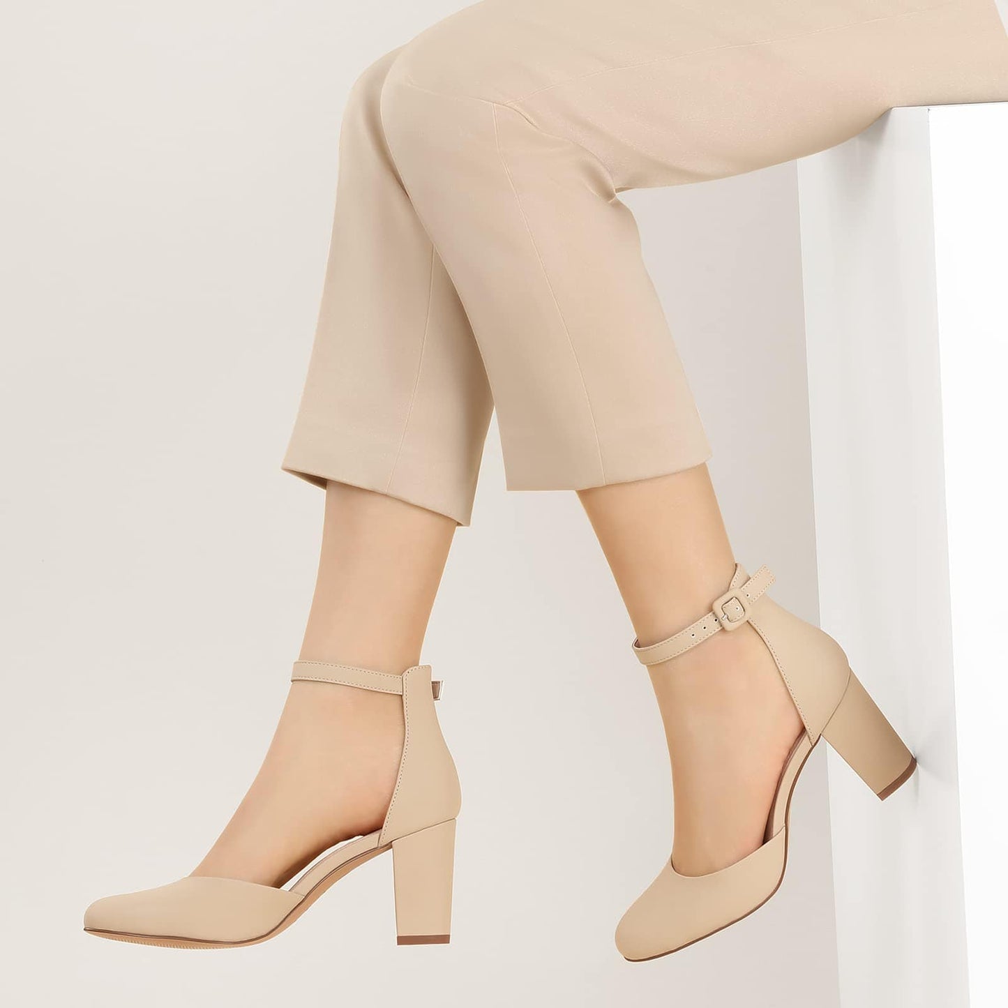 Ankis Closed Toe Heels for Women - Black Nude White Silver Gold Womens Heels Closed Round Toe Chunky Block Pumps Shoes, 3 Inch - Xpressa