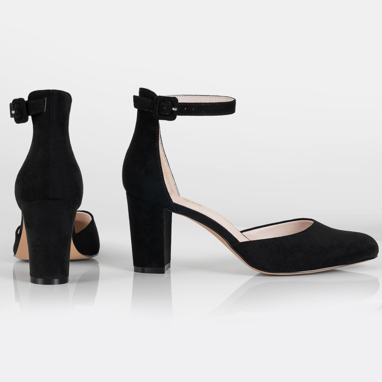 Ankis Closed Toe Heels for Women - Black Nude White Silver Gold Womens Heels Closed Round Toe Chunky Block Pumps Shoes, 3 Inch - Xpressa