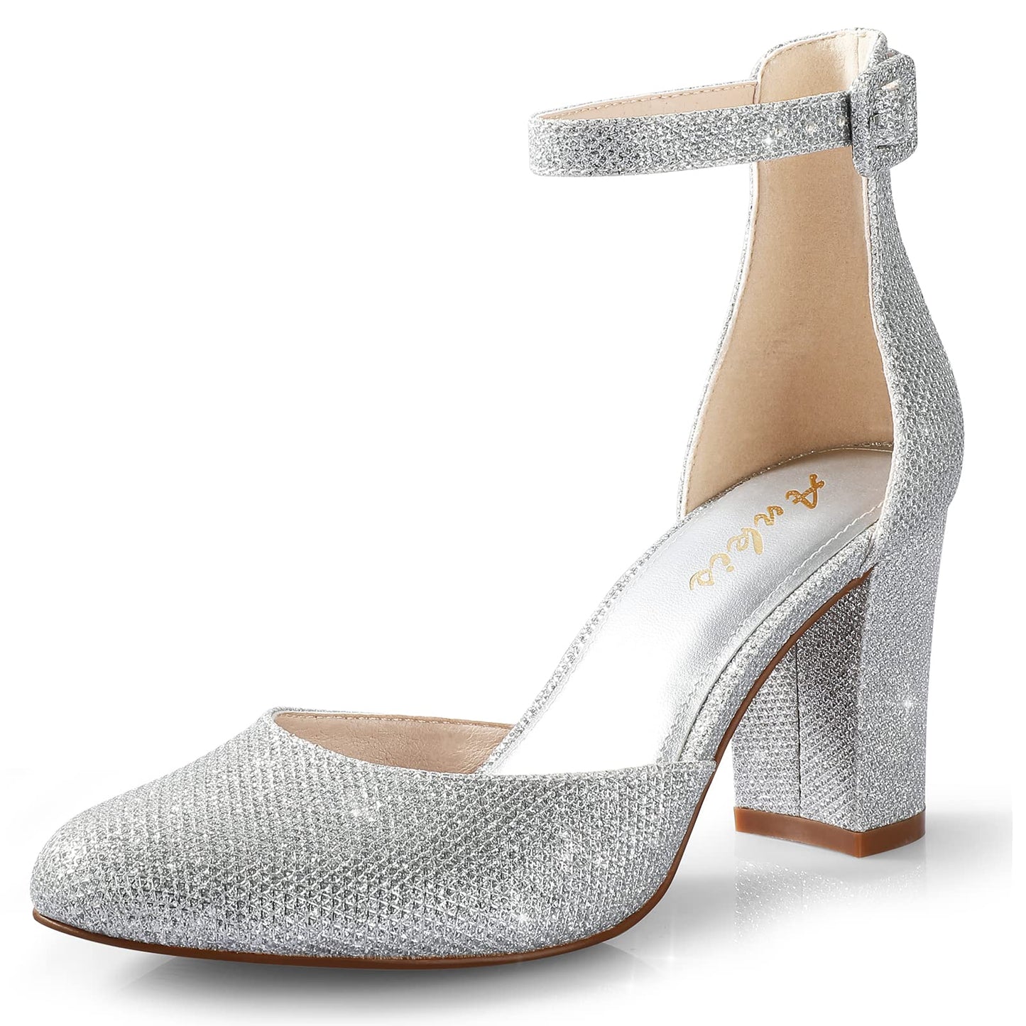 Ankis Closed Toe Heels for Women - Black Nude White Silver Gold Womens Heels Closed Round Toe Chunky Block Pumps Shoes, 3 Inch - Xpressa