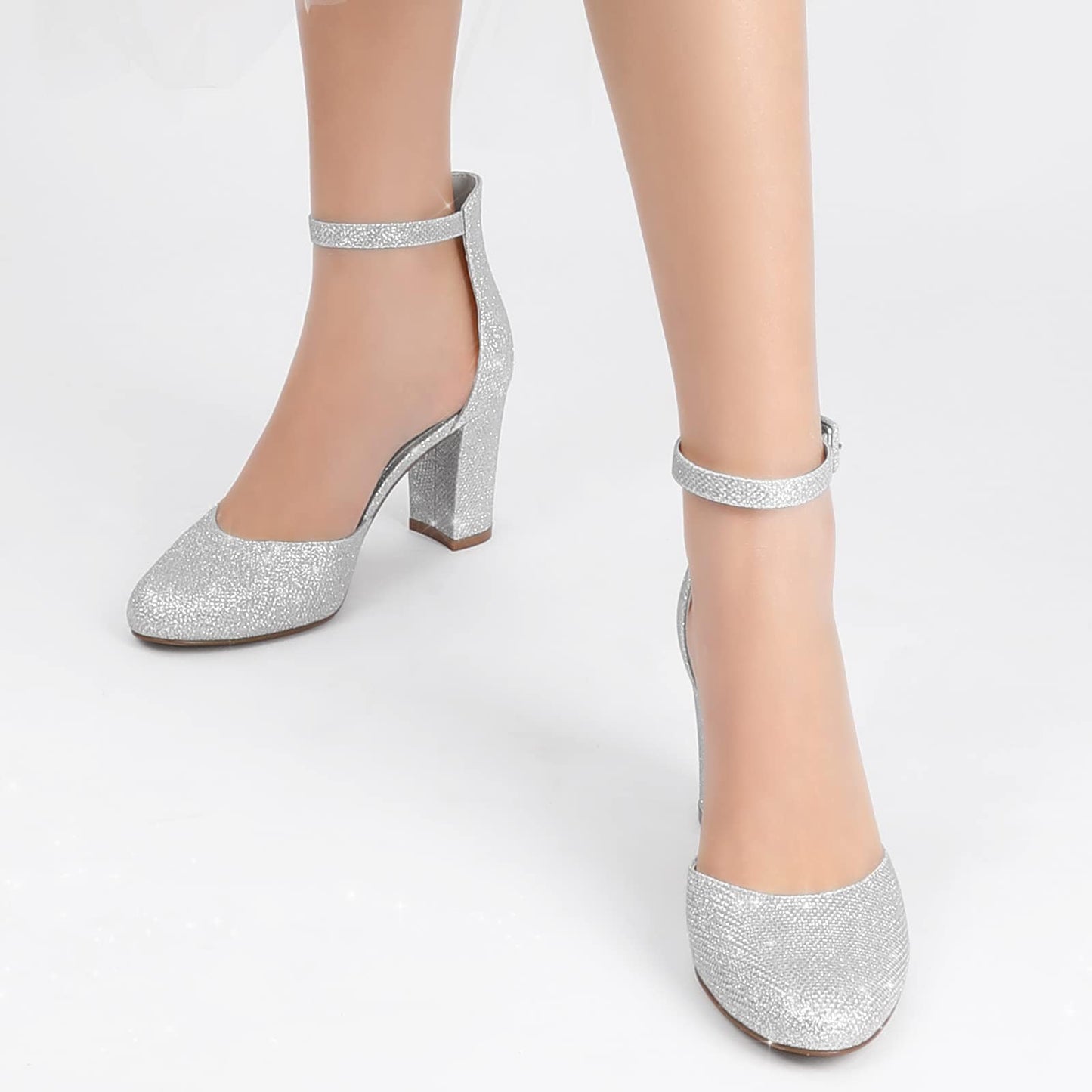 Ankis Closed Toe Heels for Women - Black Nude White Silver Gold Womens Heels Closed Round Toe Chunky Block Pumps Shoes, 3 Inch - Xpressa