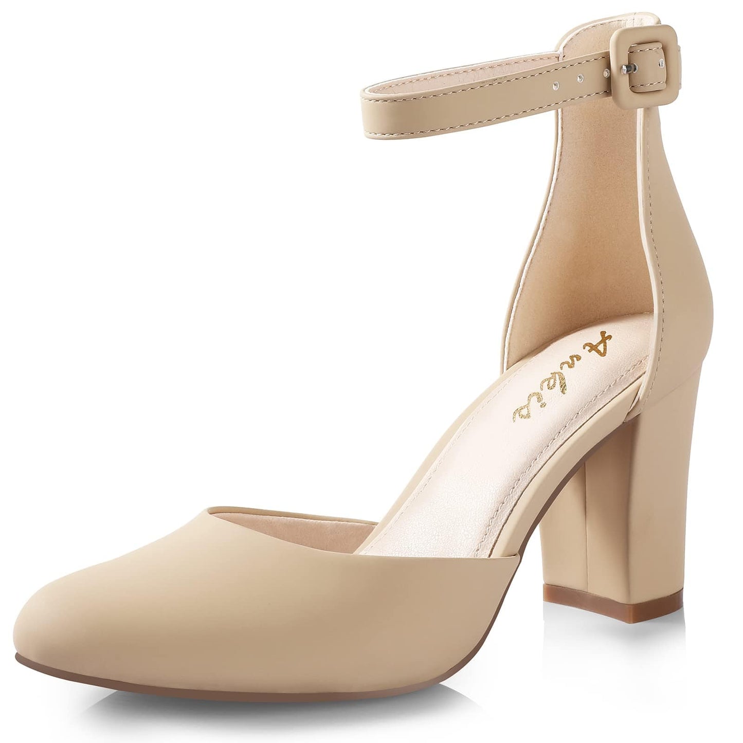 Ankis Closed Toe Heels for Women - Black Nude White Silver Gold Womens Heels Closed Round Toe Chunky Block Pumps Shoes, 3 Inch - Xpressa