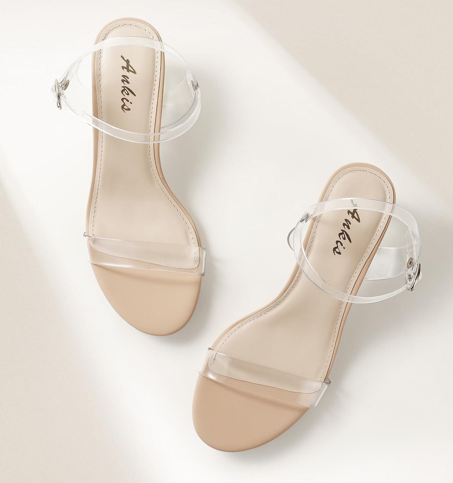Ankis Nude Black Heels, 2.5'' Block Chunky White Clear Silver Heel Dressy Open Toe Heels For Women Ankle Strap Low Short Thick Strappy Dress Comfortable Sandal Casual Party Wedding Event Summer Shoes - Xpressa