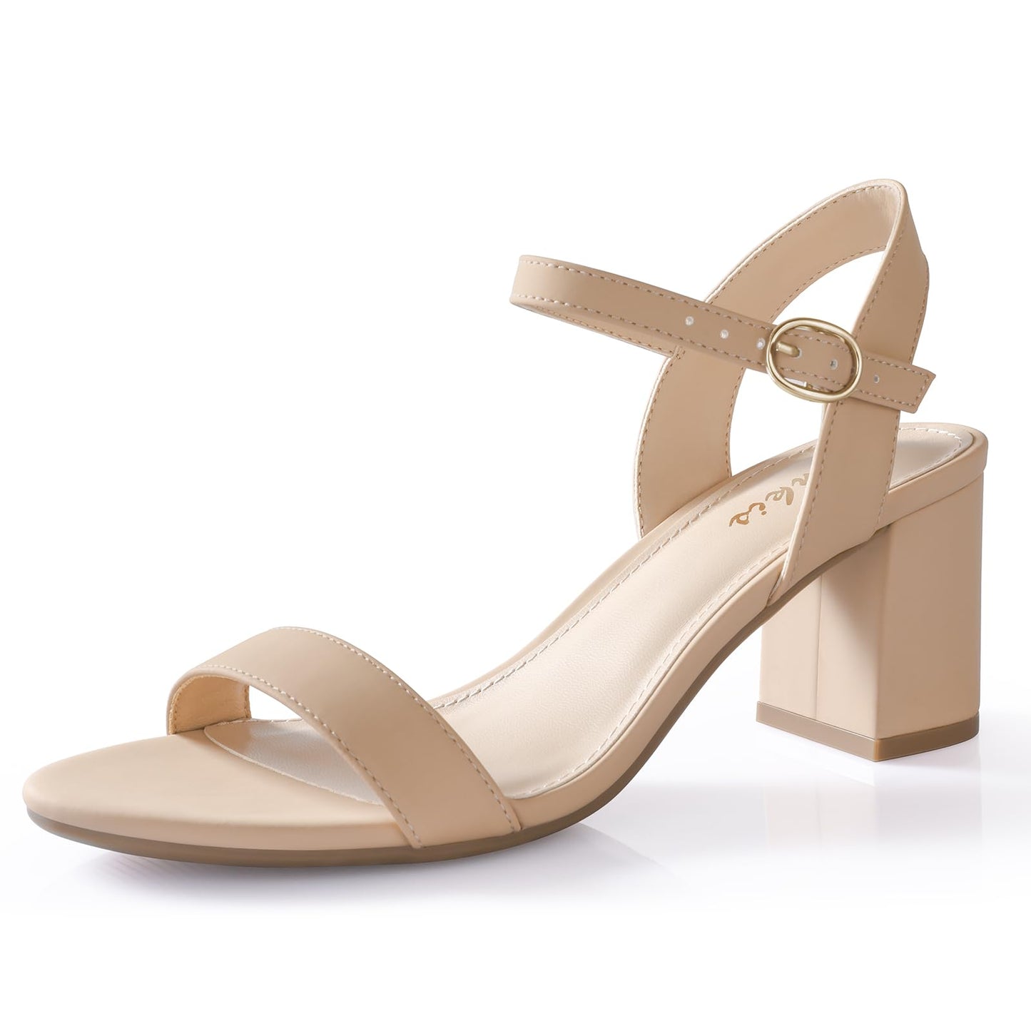Ankis Nude Black Heels, 2.5'' Block Chunky White Clear Silver Heel Dressy Open Toe Heels For Women Ankle Strap Low Short Thick Strappy Dress Comfortable Sandal Casual Party Wedding Event Summer Shoes - Xpressa