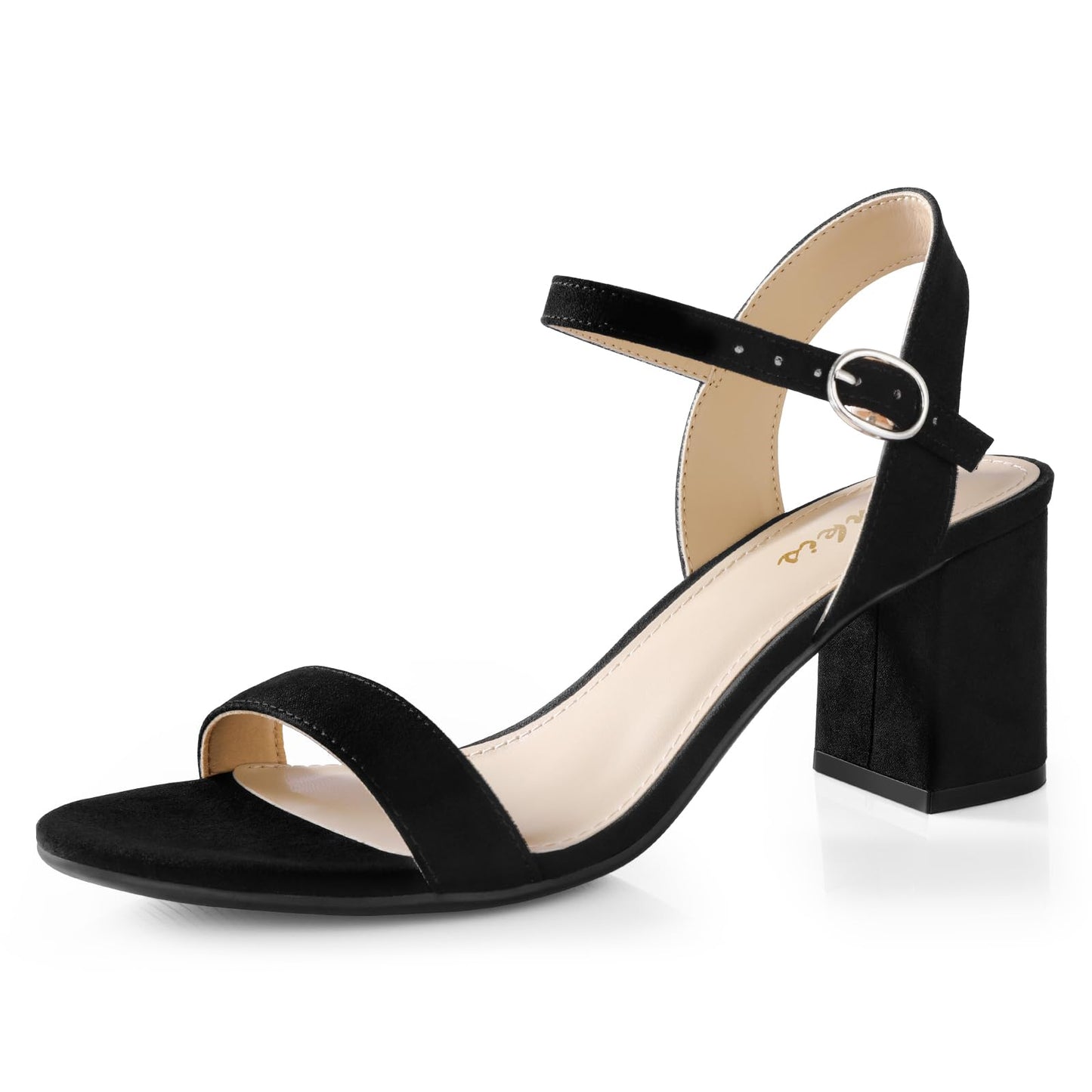 Ankis Nude Black Heels, 2.5'' Block Chunky White Clear Silver Heel Dressy Open Toe Heels For Women Ankle Strap Low Short Thick Strappy Dress Comfortable Sandal Casual Party Wedding Event Summer Shoes - Xpressa