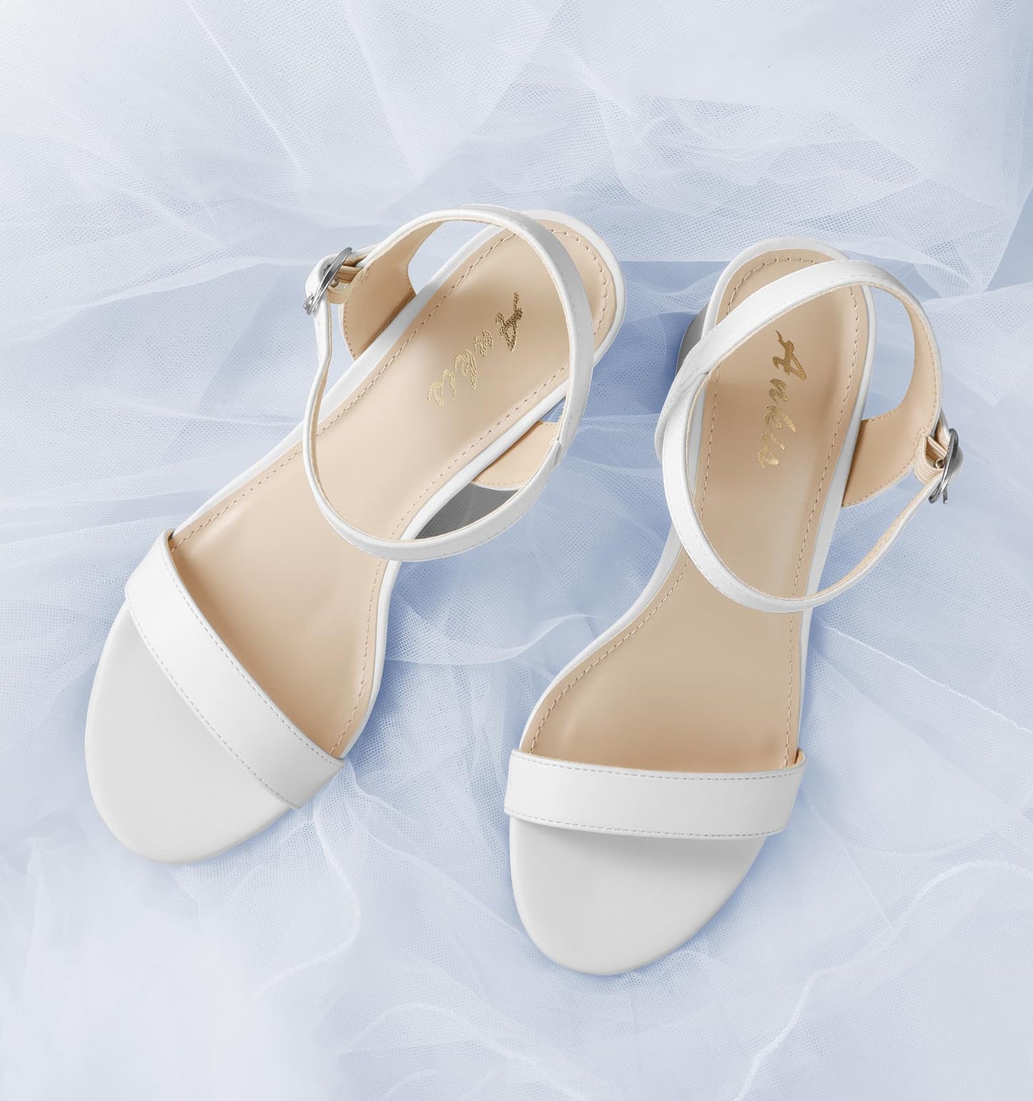 Ankis Nude Black Heels, 2.5'' Block Chunky White Clear Silver Heel Dressy Open Toe Heels For Women Ankle Strap Low Short Thick Strappy Dress Comfortable Sandal Casual Party Wedding Event Summer Shoes - Xpressa