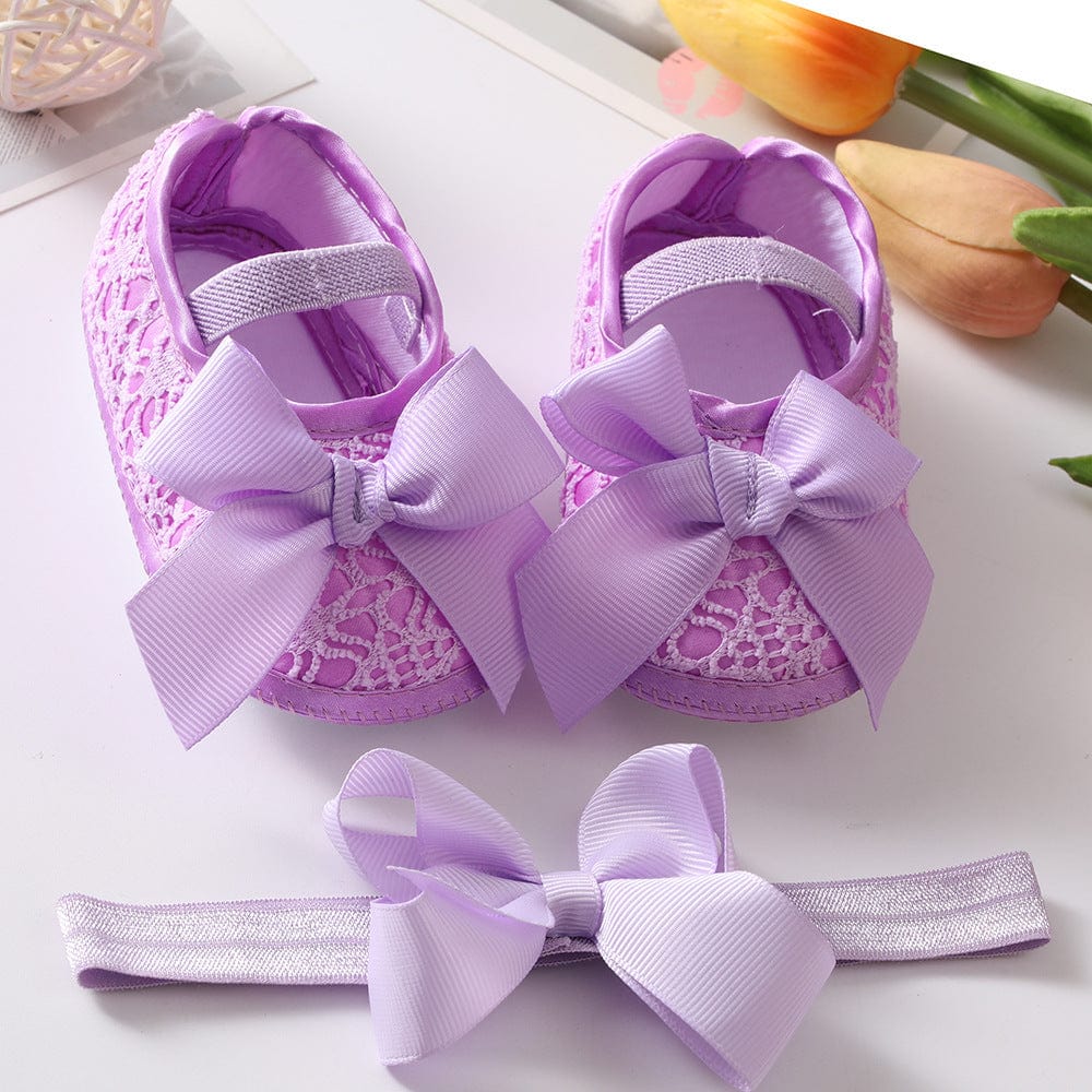 Baby Shoes Hair Band Set European And American Cute Bow Princess Shoes - Xpressa