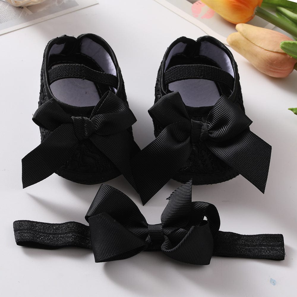 Baby Shoes Hair Band Set European And American Cute Bow Princess Shoes - Xpressa