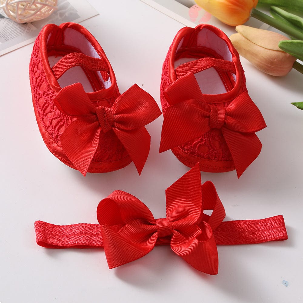 Baby Shoes Hair Band Set European And American Cute Bow Princess Shoes - Xpressa