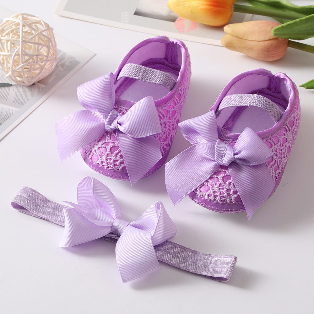 Baby Shoes Hair Band Set European And American Cute Bow Princess Shoes - Xpressa