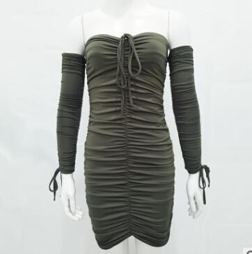Bandage Dress Women Sexy Off Shoulder Long Sleeve Slim Elastic Bodycon Party Dresses Gowns - Xpressa