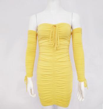 Bandage Dress Women Sexy Off Shoulder Long Sleeve Slim Elastic Bodycon Party Dresses Gowns - Xpressa