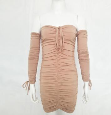 Bandage Dress Women Sexy Off Shoulder Long Sleeve Slim Elastic Bodycon Party Dresses Gowns - Xpressa