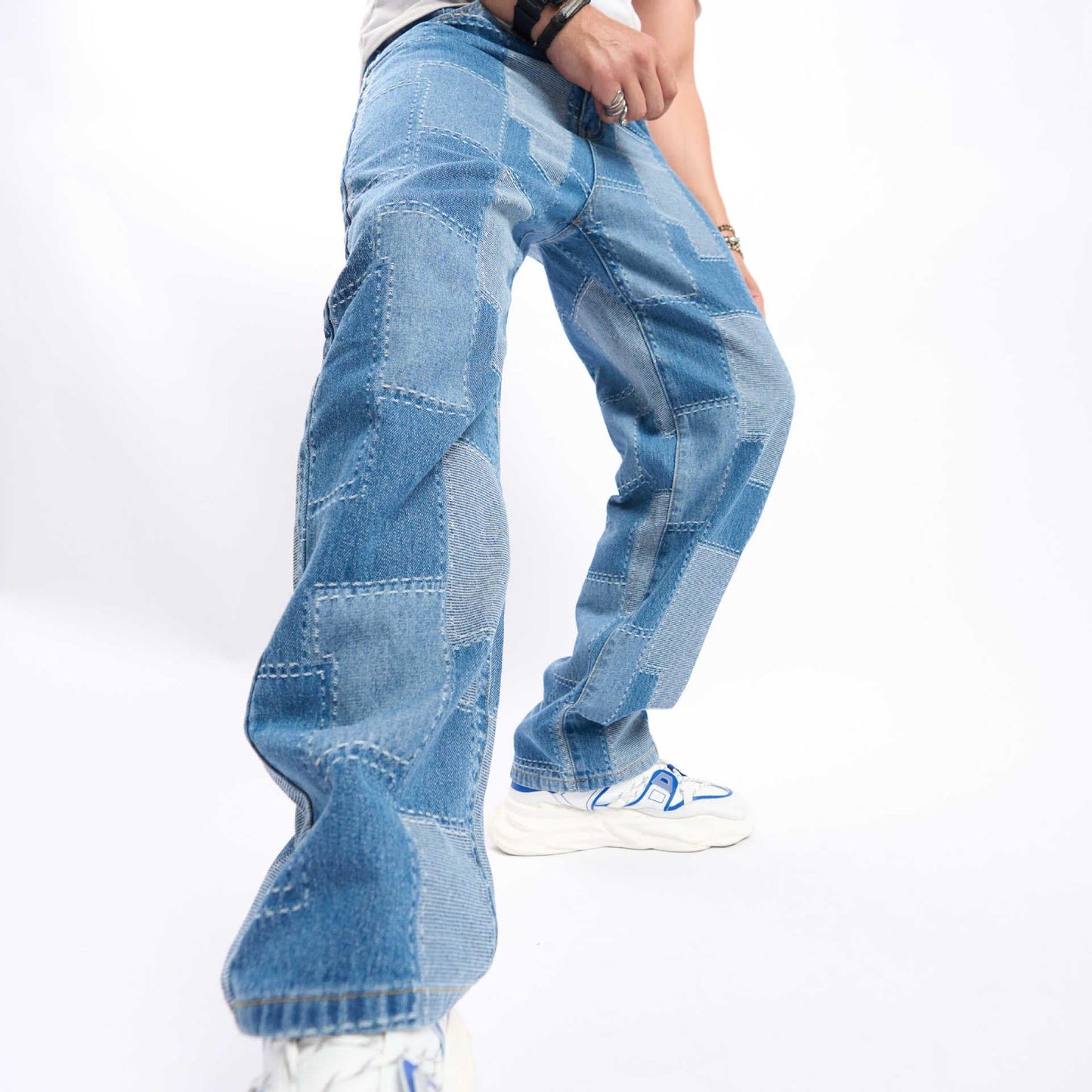 Brand Patch Stitch Elastic Jeans Men's - Xpressa