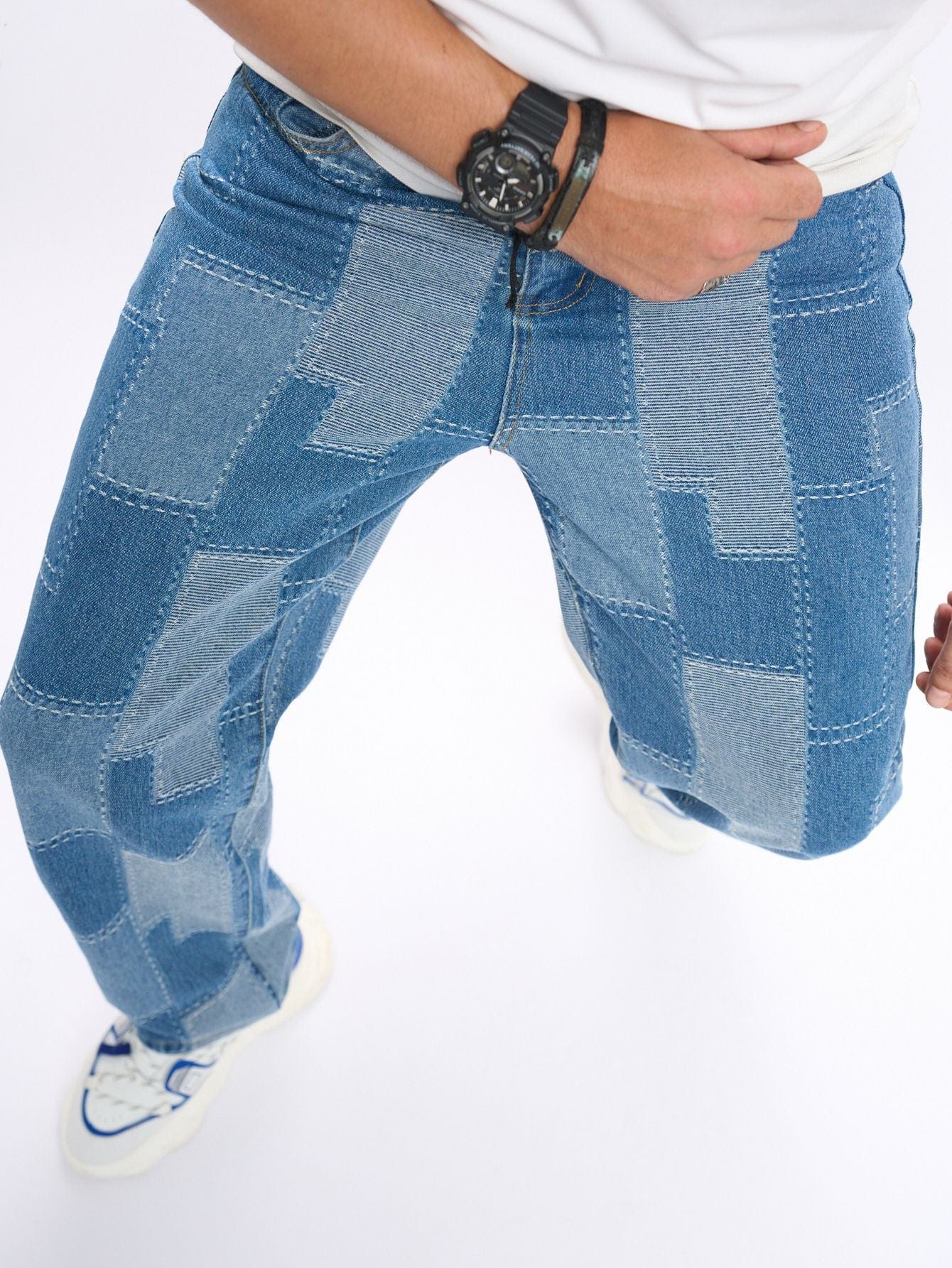 Brand Patch Stitch Elastic Jeans Men's - Xpressa