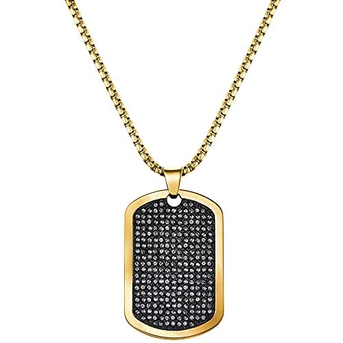 Bulova Men's Crystal Accented Gift Set with 3 - Hand Date Quartz Watch and Dog Tag Box Chain Necklace - Xpressa