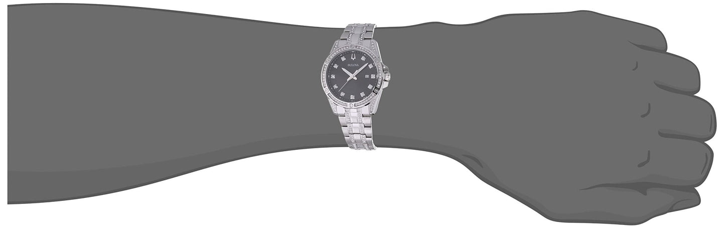 Bulova Men's Crystal Accented Gift Set with 3 - Hand Date Quartz Watch and Dog Tag Box Chain Necklace - Xpressa