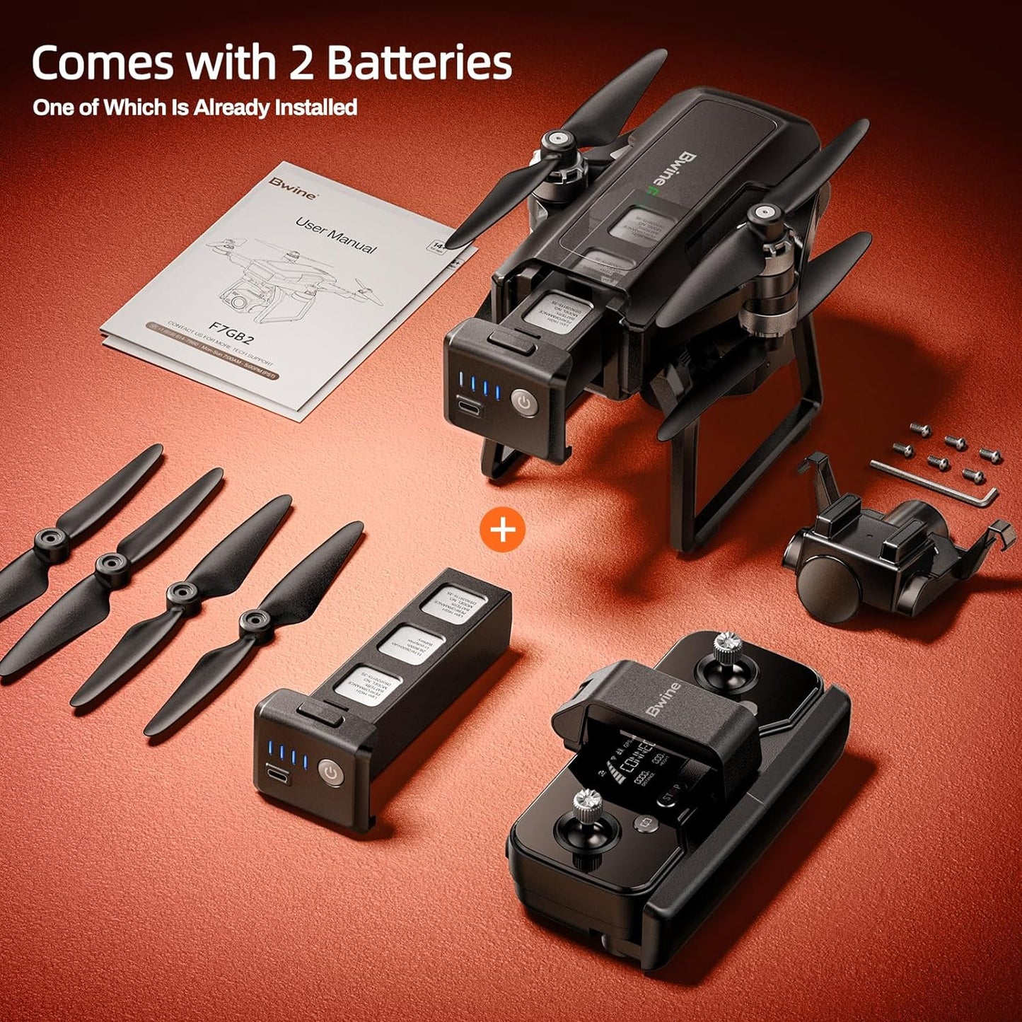 Bwine F7GPS Drone with 4K Camera for Adults, 3 - Axis Gimbal, Night Vision, 10000FT Transmission Range, FAA compliance, 50Mins Flight Time with 2 Batteries, GPS Auto Return+Follow Me+Beginner Mode - Xpressa