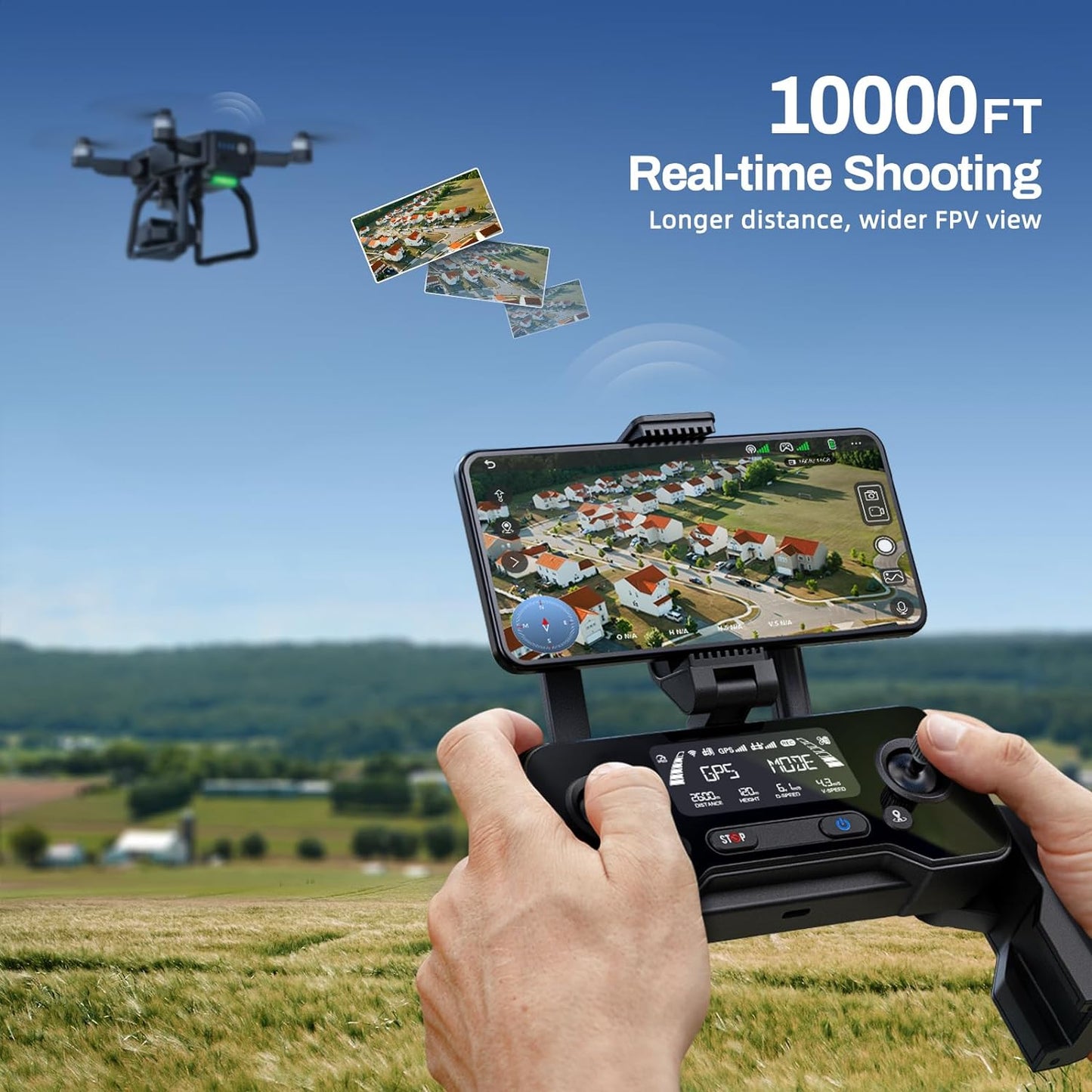 Bwine F7GPS Drone with 4K Camera for Adults, 3 - Axis Gimbal, Night Vision, 10000FT Transmission Range, FAA compliance, 50Mins Flight Time with 2 Batteries, GPS Auto Return+Follow Me+Beginner Mode - Xpressa