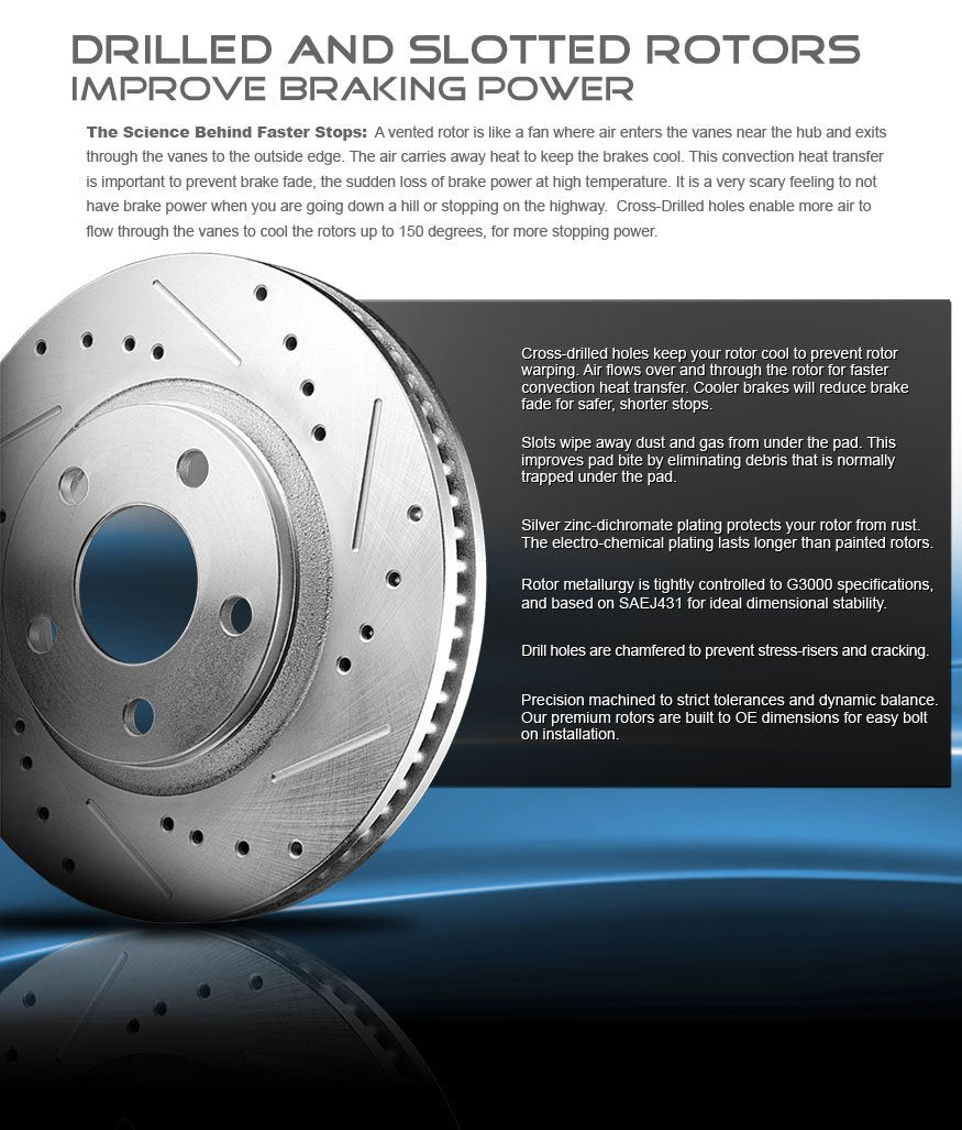 Callahan Rear Drilled Slotted Brake Disc Rotors and Ceramic Brake Pads + Hardware Brake Kit For 2009 2010 2011 2012 2013 2014 2015 2016 Toyota Venza - Xpressa