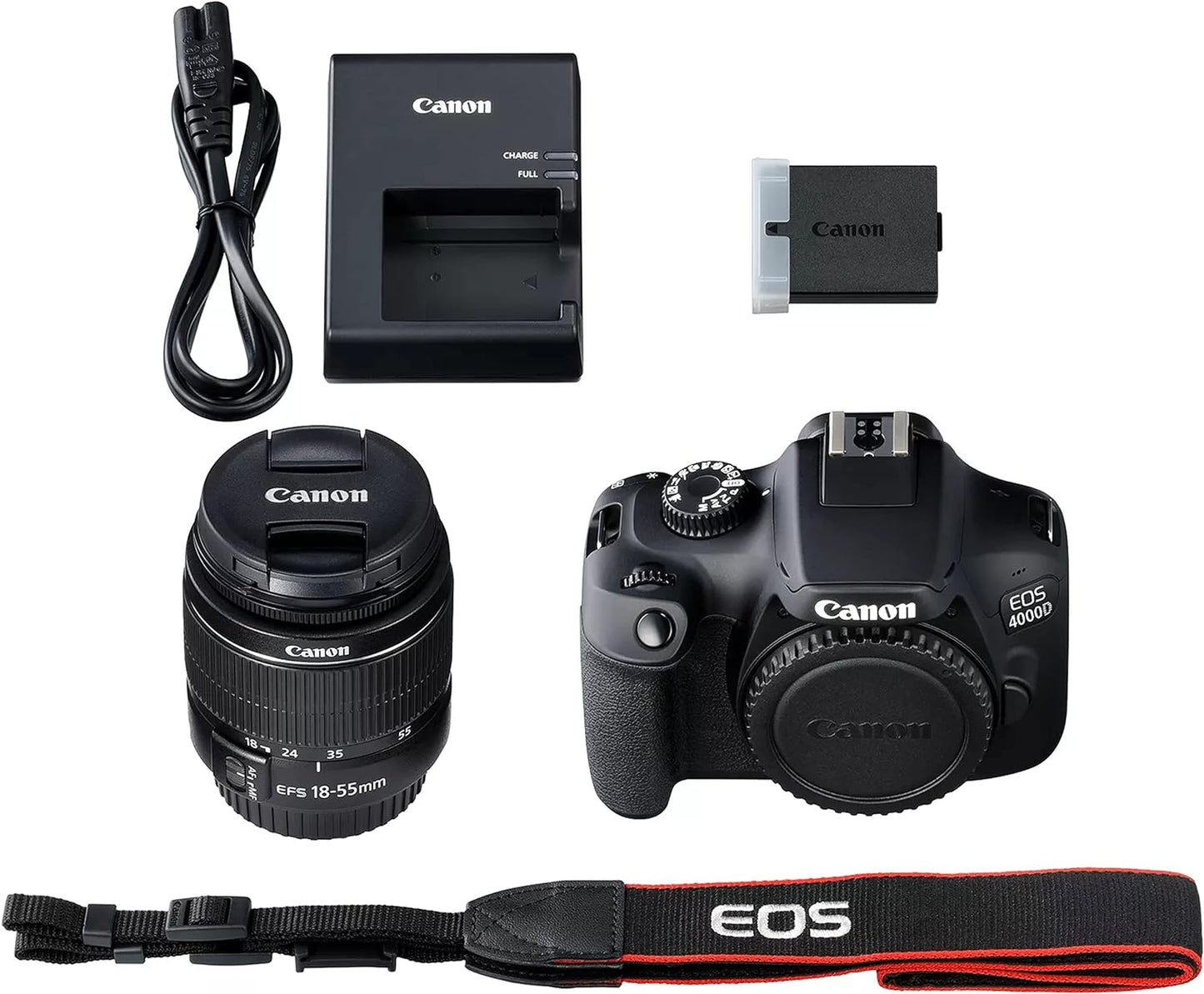 Canon EOS 4000D / Rebel T100 DSLR Camera w/EF - S 18 - 55mm F/3.5 - 5.6 Zoom Lens + 64GB Memory, Filters,Case, Tripod, Flash, and More (34pc Bundle) (Renewed) - Xpressa
