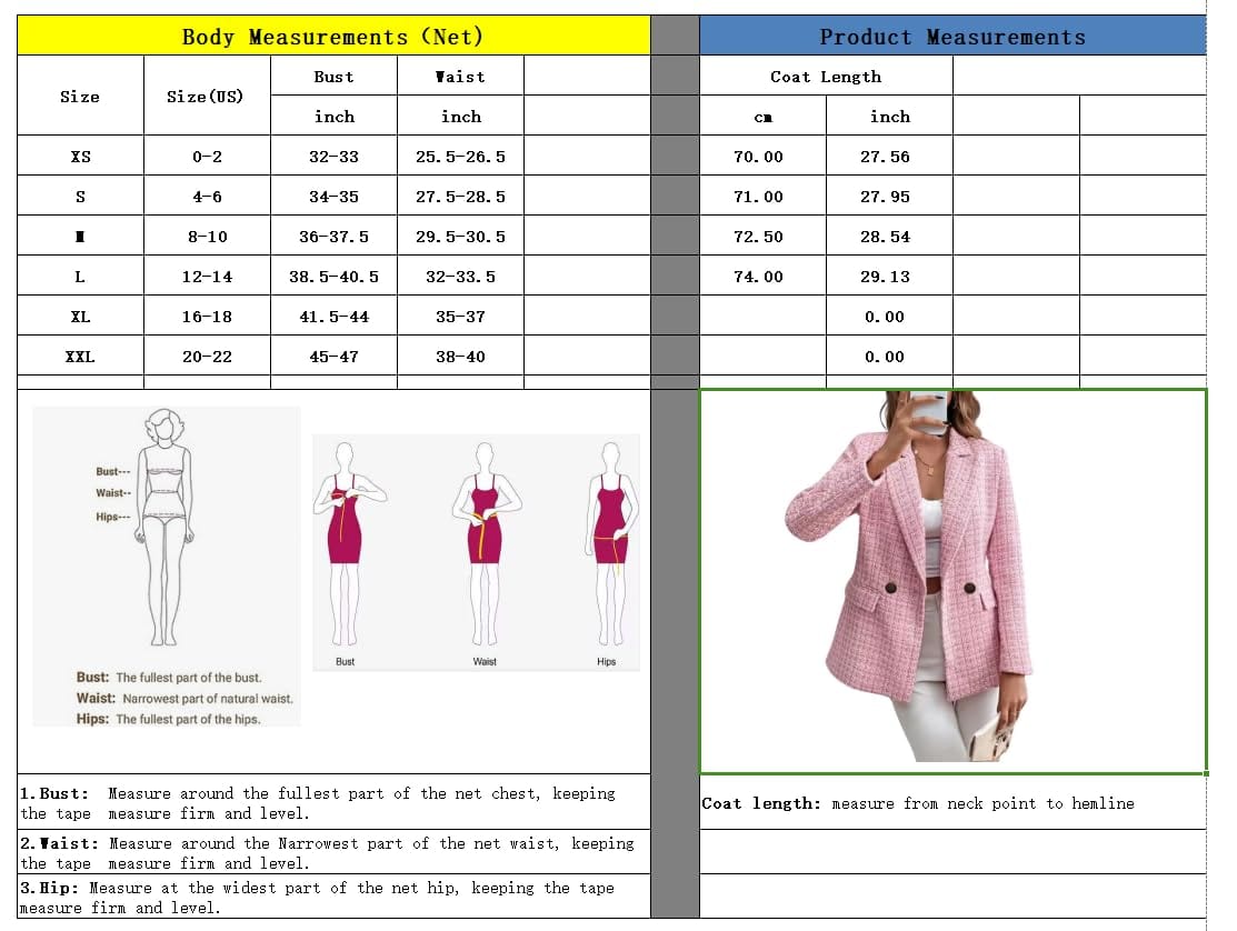 chouyatou Women's Double Breasted Tweed Blazer Jacket Business Casual Dressy Blazer Office Work Suits - Xpressa