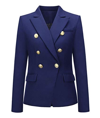 chouyatou Women's Vintage Double Breasted Slim Fit Dress Suit Blazer Jacket - Xpressa