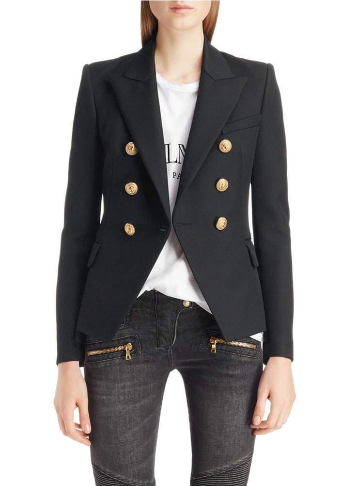 chouyatou Women's Vintage Double Breasted Slim Fit Dress Suit Blazer Jacket - Xpressa