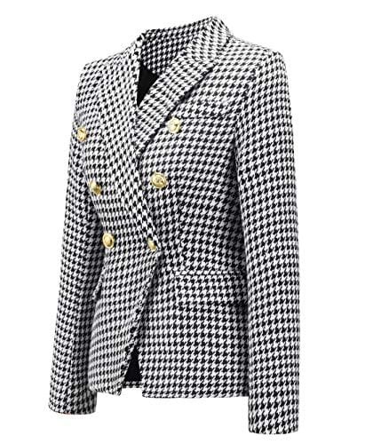 chouyatou Women's Vintage Double Breasted Slim Fit Dress Suit Blazer Jacket - Xpressa