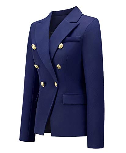 chouyatou Women's Vintage Double Breasted Slim Fit Dress Suit Blazer Jacket - Xpressa