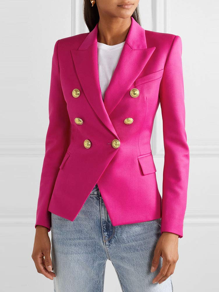 chouyatou Women's Vintage Double Breasted Slim Fit Dress Suit Blazer Jacket - Xpressa
