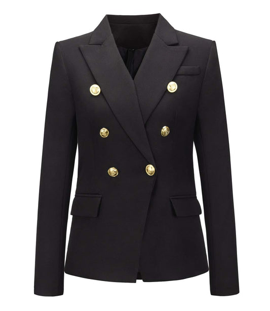 chouyatou Women's Vintage Double Breasted Slim Fit Dress Suit Blazer Jacket - Xpressa