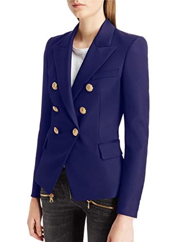 chouyatou Women's Vintage Double Breasted Slim Fit Dress Suit Blazer Jacket - Xpressa