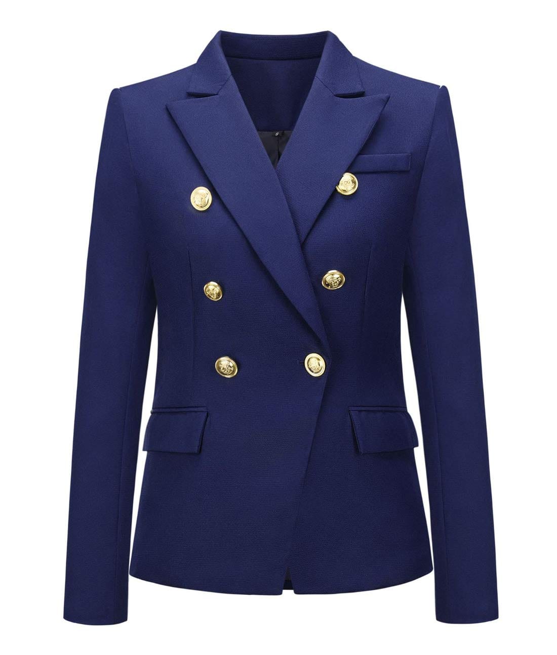 chouyatou Women's Vintage Double Breasted Slim Fit Dress Suit Blazer Jacket - Xpressa