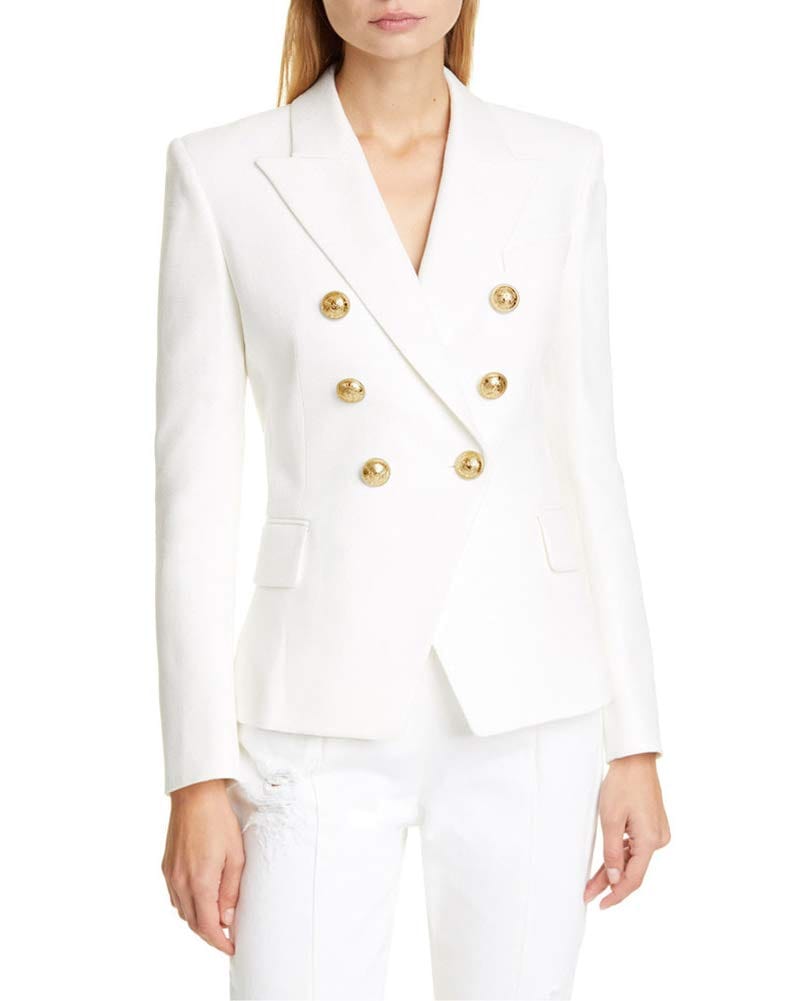 chouyatou Women's Vintage Double Breasted Slim Fit Dress Suit Blazer Jacket - Xpressa