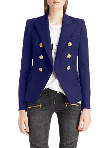 chouyatou Women's Vintage Double Breasted Slim Fit Dress Suit Blazer Jacket - Xpressa