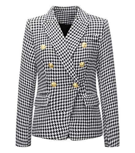 chouyatou Women's Vintage Double Breasted Slim Fit Dress Suit Blazer Jacket - Xpressa