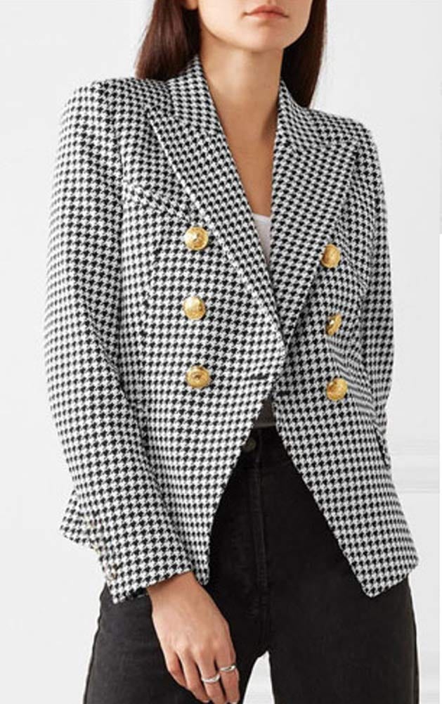 chouyatou Women's Vintage Double Breasted Slim Fit Dress Suit Blazer Jacket - Xpressa
